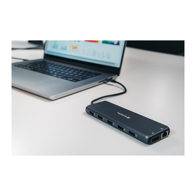 USB (3.2) hub 13-port, 32153, szary, długość przewodu 20 cm, Verbatim, 2x USB C, 6x USB A, 2x HDMI