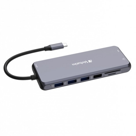 USB (3.2) hub 14-port, 32154, szary, długość przewodu 15cm, Verbatim, 2x USB C, 5x USB A, 2x HDMI, czytnik SD/micro USB (3.2) hub 14-port, 32154, szary, długość przewodu 15cm, Verbatim, 2x USB C, 5x USB A, 2x HDMI, czytnik SD/micro