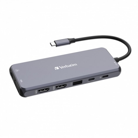USB (3.2) hub 14-port, 32154, szary, długość przewodu 15cm, Verbatim, 2x USB C, 5x USB A, 2x HDMI, czytnik SD/micro USB (3.2) hub 14-port, 32154, szary, długość przewodu 15cm, Verbatim, 2x USB C, 5x USB A, 2x HDMI, czytnik SD/micro