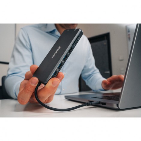USB (3.2) hub 14-port, 32154, szary, długość przewodu 15cm, Verbatim, 2x USB C, 5x USB A, 2x HDMI, czytnik SD/micro USB (3.2) hub 14-port, 32154, szary, długość przewodu 15cm, Verbatim, 2x USB C, 5x USB A, 2x HDMI, czytnik SD/micro
