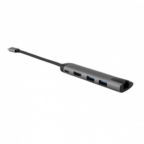 USB (3.1) hub 5-port, 49141, szara, długość przewodu 15cm, Verbatim, adapter USB C na USB C, 1x USB A, HDMI, ETHERNET USB (3.1) hub 5-port, 49141, szara, długość przewodu 15cm, Verbatim, adapter USB C na USB C, 1x USB A, HDMI, ETHERNET