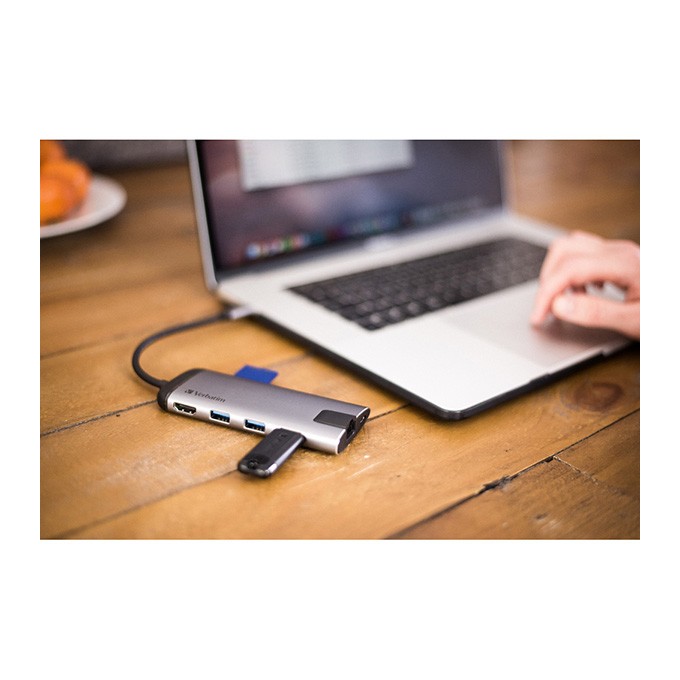 USB (3.1) hub 6-port, 49142, szara, długość przewodu 15cm, Verbatim, 1x USB C, USB A, HDMI