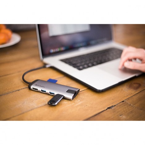 USB (3.1) hub 6-port, 49142, szara, długość przewodu 15cm, Verbatim, 1x USB C, USB A, HDMI USB (3.1) hub 6-port, 49142, szara, długość przewodu 15cm, Verbatim, 1x USB C, USB A, HDMI
