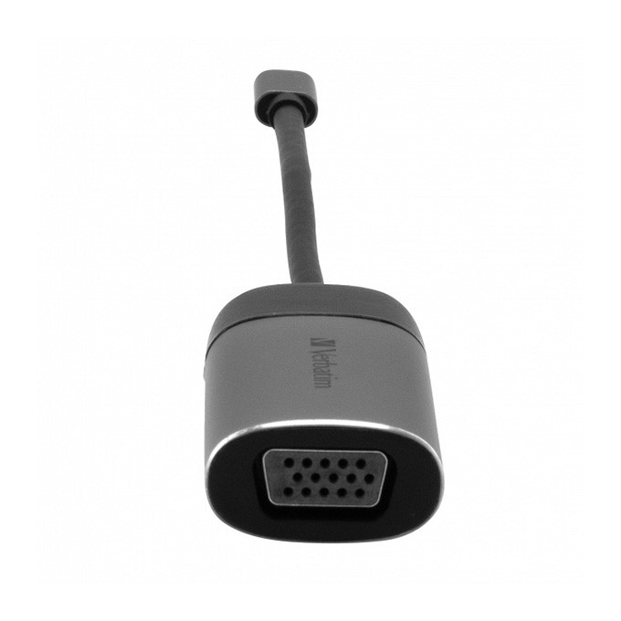 USB (3.1) hub 1-port, 49145, szara, długość przewodu 10cm, Verbatim, adapter USB C na VGA