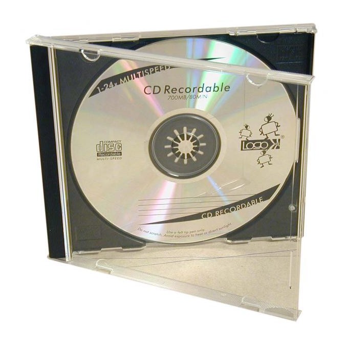 Box na 1 szt. CD, przezroczysty, czarny tray, Logo, 10,4 mm, 2-pack