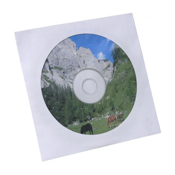 Koperta na 1 szt. CD, papier, biała, z okienkiem, Logo, 100-pack