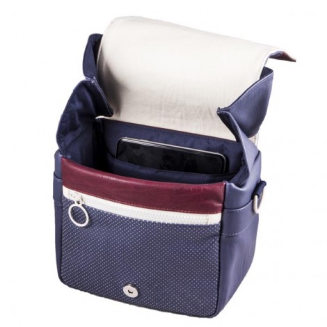 Torba na aparat fotograficzny, eko skóra/ poliester, niebieska, Urban Nomad Wind S, z paskiem, Smile, EOL