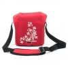 Torba na kamerę, polyester, czerwona, Flower, rzep, 17x18x10 z paskiem na ramię, Logo