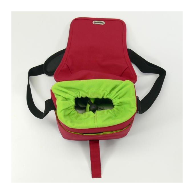 Torba na kamerę, polyester, czerwona, Flower, rzep, 17x18x10 z paskiem na ramię, Logo