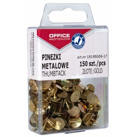 Pinezki metalowe OFFICE PRODUCTS, w pudełku, 150 szt., złote