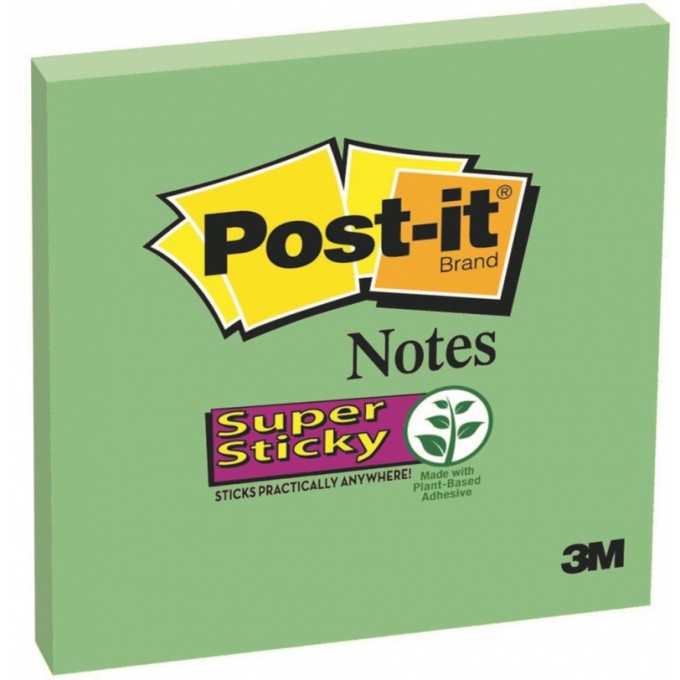 Karteczki samoprzylepne POST-IT® Super Sticky (654-6SS-AW), 76x76mm, 1x90 kartek, zielone