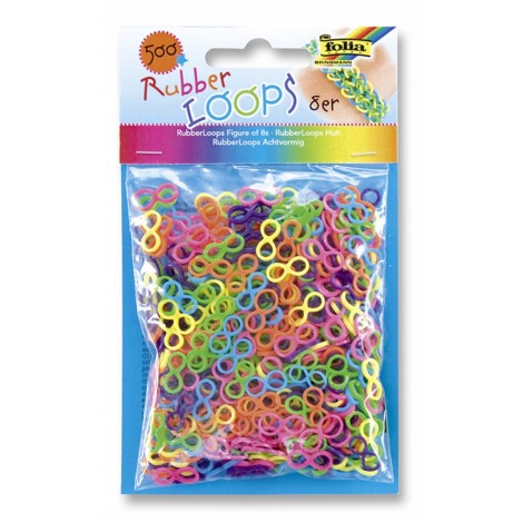 Gumki RUBBER LOOPS, ósemki, 500szt., mix kolorów