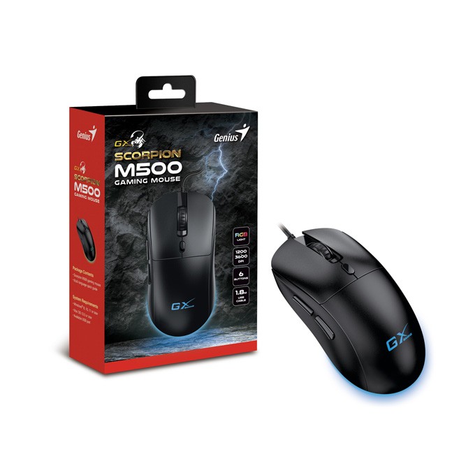 Mysz przewodowa, Genius GX Gaming Scorpion M500, czarna, optyczna, 3600DPI
