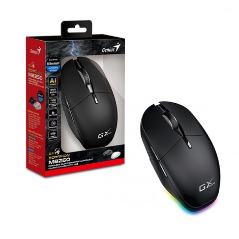 Mysz bezprzewodowa, Genius GX GAMING Scorpion M8250 AI, czarna, optyczna, 3200DPI