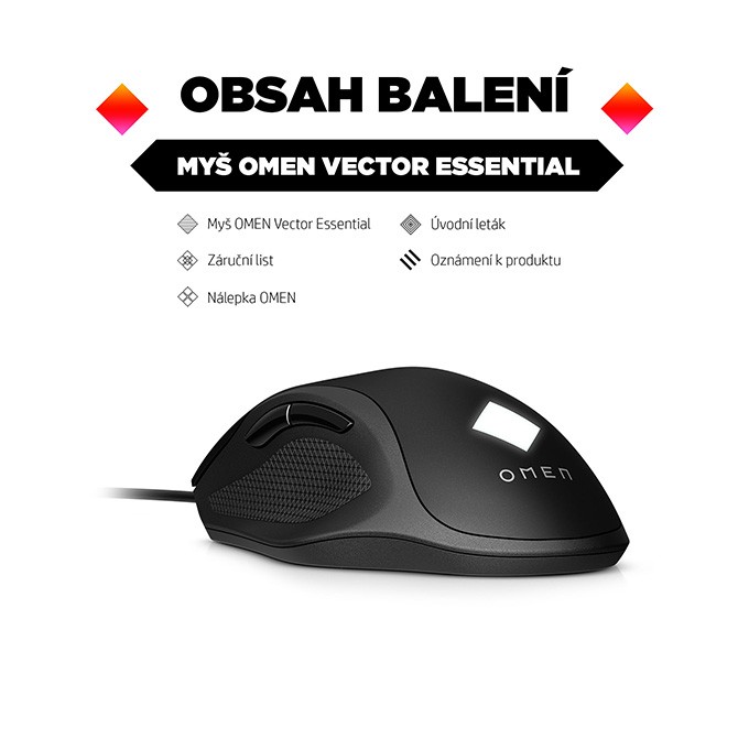 Mysz przewodowa, HP OMEN Vector Essential, czarna, optyczny, 7200DPI