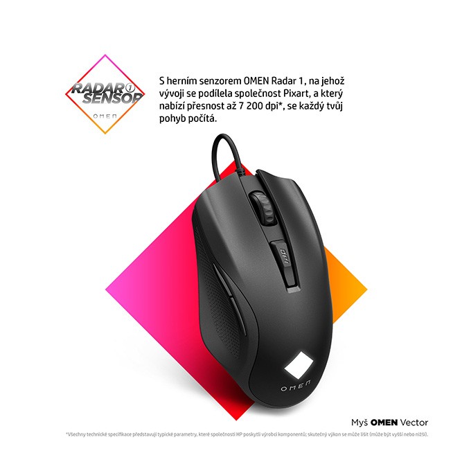 Mysz przewodowa, HP OMEN Vector Essential, czarna, optyczny, 7200DPI