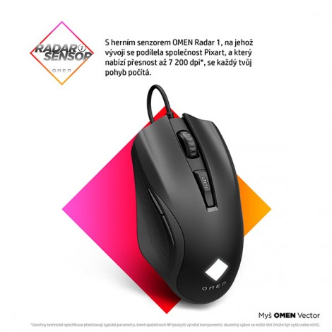 Mysz przewodowa, HP OMEN Vector Essential, czarna, optyczny, 7200DPI