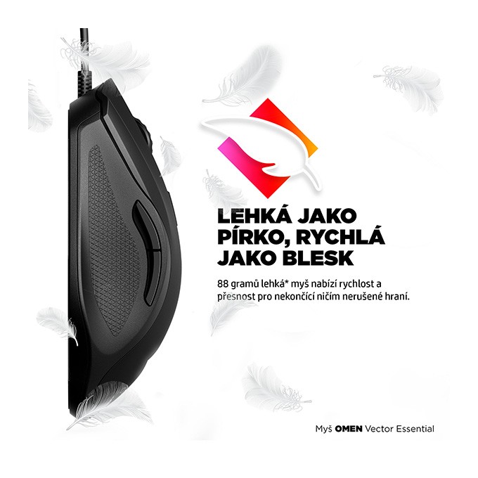 Mysz przewodowa, HP OMEN Vector Essential, czarna, optyczny, 7200DPI