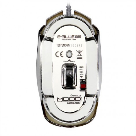 Mysz przewodowa, E-blue MOOD, srebrna, optyczna, 2400DPI, e-box