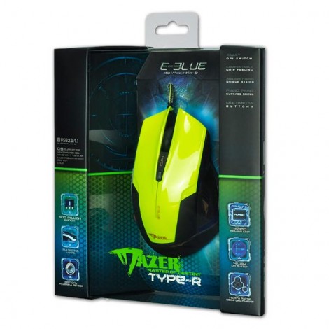 Mysz przewodowa, E-blue Mazer R, zielona, optyczna, 2400DPI, EOL