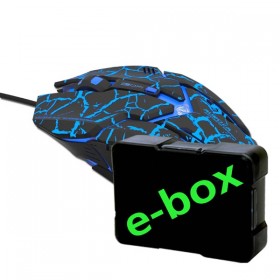 Mysz przewodowa, E-blue Auroza Gaming, czarna, optyczna, 4000DPI, e-box