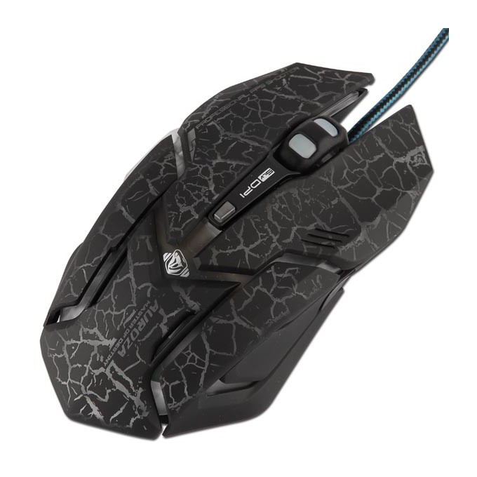 Mysz przewodowa USB, E-blue Auroza Gaming, czarna, optyczna, 4000DPI, e-box