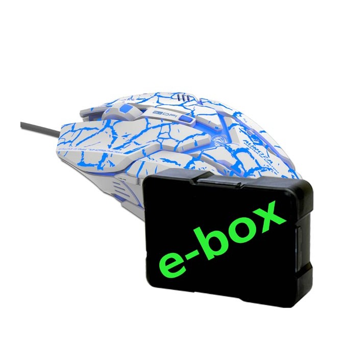 Mysz przewodowa, E-blue Auroza Gaming, biała, optyczna, 4000DPI, e-box