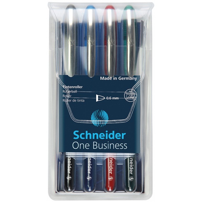Zestaw piór kulkowych SCHNEIDER One Business, 0,6 mm, 4szt., miks kolorów