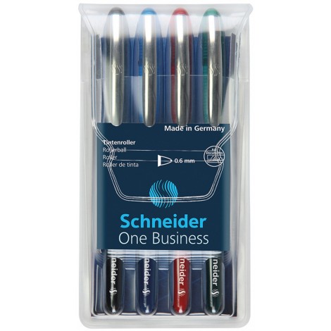 Zestaw piór kulkowych SCHNEIDER One Business, 0,6 mm, 4szt., miks kolorów