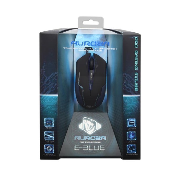 Mysz przewodowa, E-blue Auroza, czarna, optyczna, 3500DPI