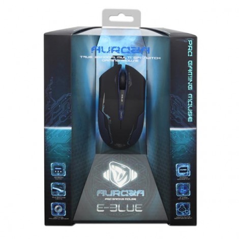 Mysz przewodowa, E-blue Auroza, czarna, optyczna, 3500DPI Mysz przewodowa, E-blue Auroza, czarna, optyczna, 3500DPI