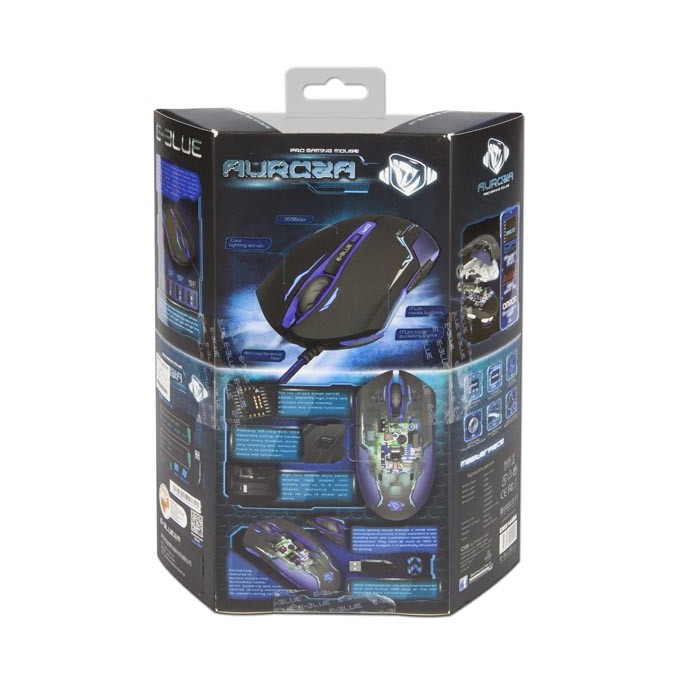 Mysz przewodowa, E-blue Auroza, czarna, optyczna, 3500DPI