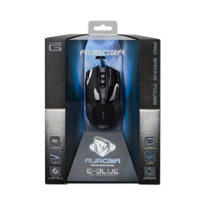Mysz przewodowa, E-blue Auroza G, czarna, optyczna, 3000DPI