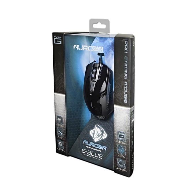 Mysz przewodowa, E-blue Auroza G, czarna, optyczna, 3000DPI