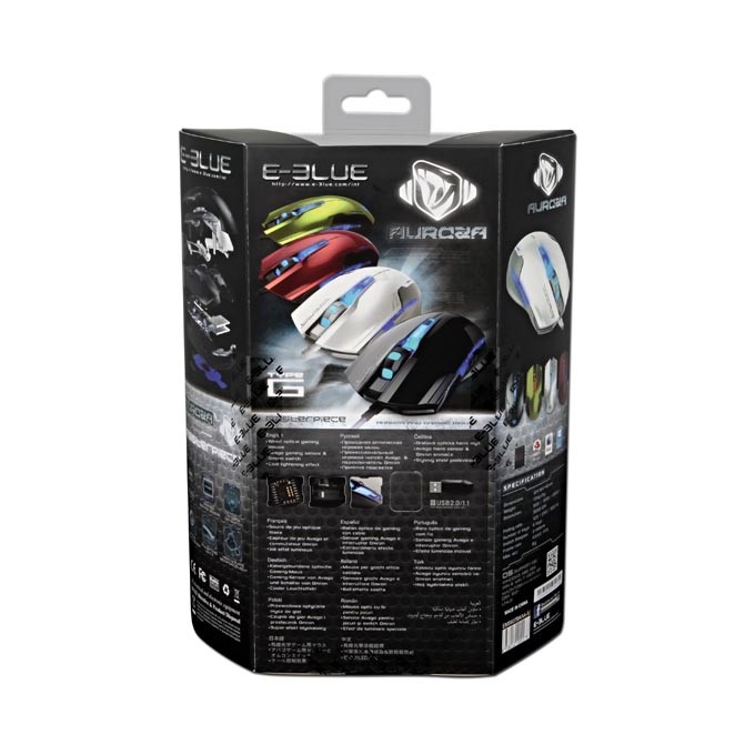 Mysz przewodowa, E-blue Auroza G, czarna, optyczna, 3000DPI