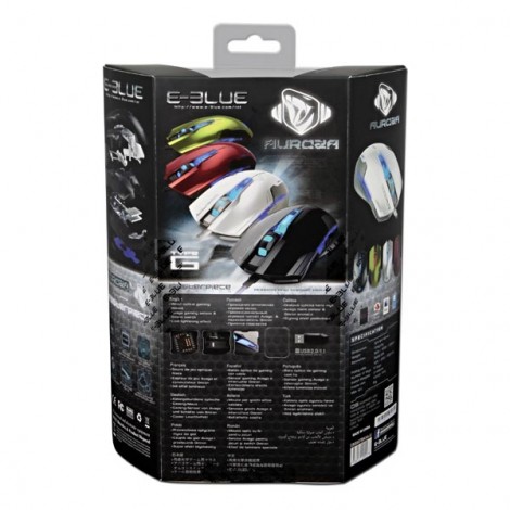 Mysz przewodowa, E-blue Auroza G, czarna, optyczna, 3000DPI