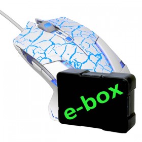 Mysz przewodowa, E-blue Mazer Pro, biało-niebieska, optyczna, 2500DPI, e-box