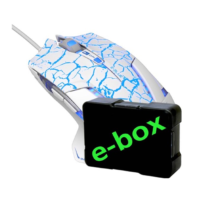Mysz przewodowa, E-blue Mazer Pro, biało-niebieska, optyczna, 2500DPI, e-box