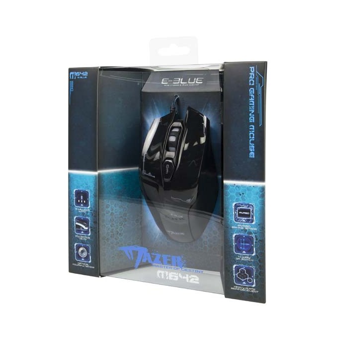 Mysz przewodowa, E-blue Mazer, czarna, optyczna, 2500DPI