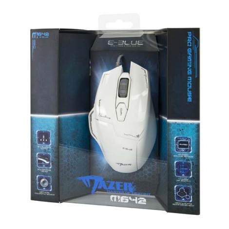 Mysz przewodowa, E-blue Mazer, biała, optyczna, 2500DPI Mysz przewodowa, E-blue Mazer, biała, optyczna, 2500DPI