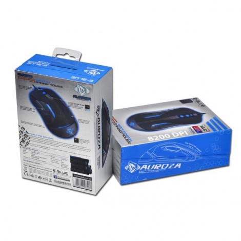 Mysz przewodowa, E-blue Auroza FPS, czarna, laserowa, 8200DPI