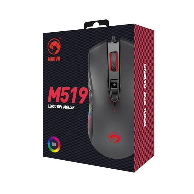 Mysz przewodowa, Marvo M519, czarna, optyczna, 12000DPI