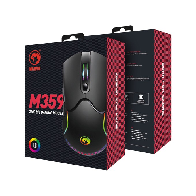 Mysz przewodowa, Marvo M359, czarna, optyczna, 3200DPI
