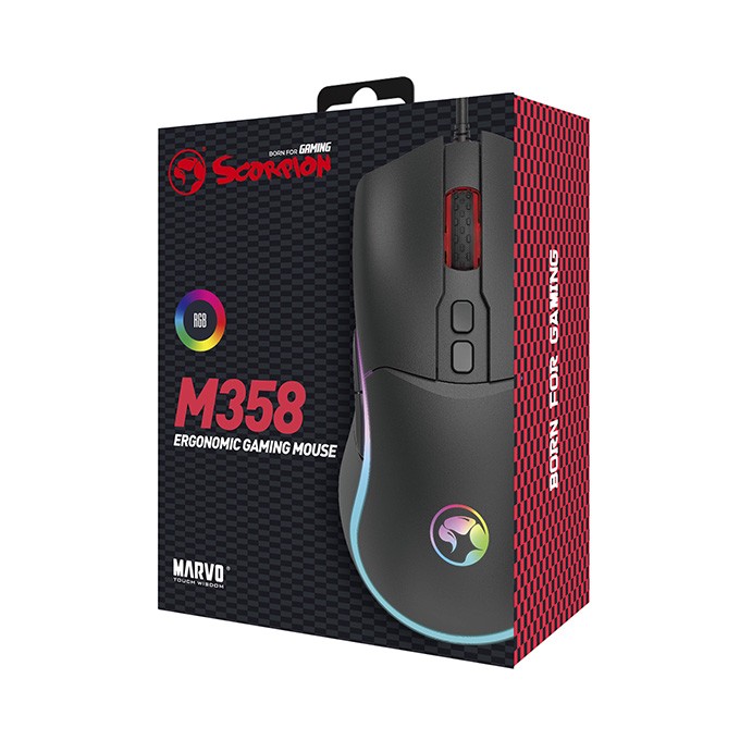 Mysz przewodowa, Marvo M358, czarna, optyczna, 7200DPI