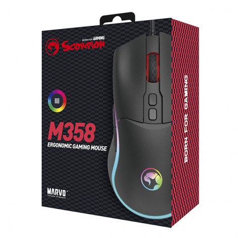 Mysz przewodowa, Marvo M358, czarna, optyczna, 7200DPI