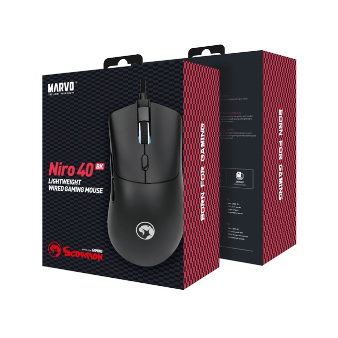Mysz przewodowa, Marvo Niro 40 Black, czarna, optyczna, 12000DPI