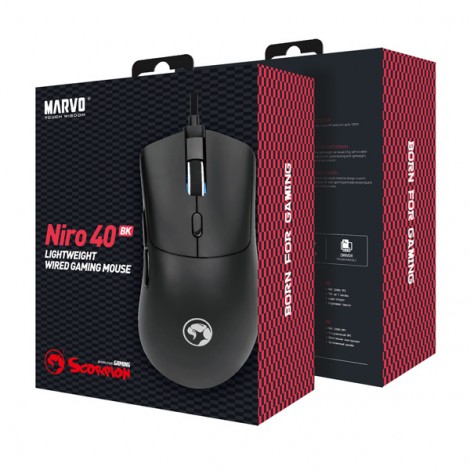 Mysz przewodowa, Marvo Niro 40 Black, czarna, optyczna, 12000DPI