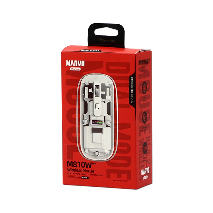 Mysz bezprzewodowa, Marvo PRISM B10 White, biała, optyczna, 1600DPI