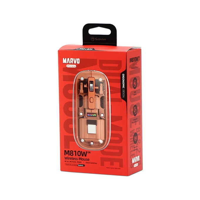 Mysz bezprzewodowa, Marvo PRISM B10 Orange, pomarańczowa, optyczna, 1600DPI