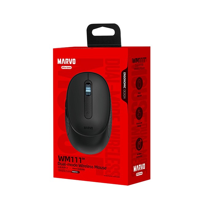 Mysz bezprzewodowa, Marvo WM111 BK, czarna, optyczna, 1600DPI